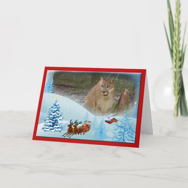 Cartes Pour Fêtes Annuelles Cougar Christmas Greeting Card (Devant)