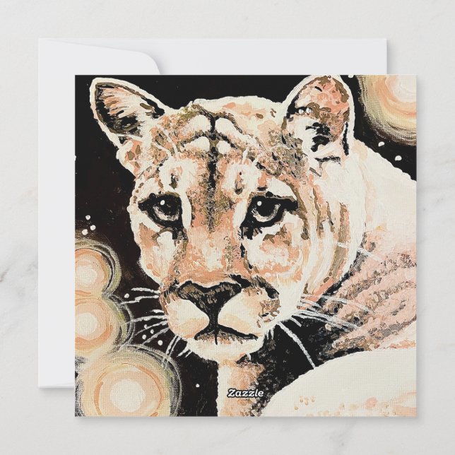 Cartes Pour Fêtes Annuelles Cougar Mountain Lion Art (Dos)