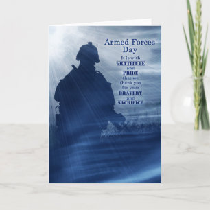 Cartes Pour Fêtes Annuelles Couleur bleu de soldat de la Fête des Forces armée