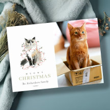 Couleur d'aquarelle Meowy Feux de Noël Chat