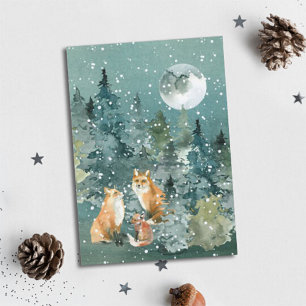 Cartes Pour Fêtes Annuelles Couleur de neige de la forêt de la famille Fox