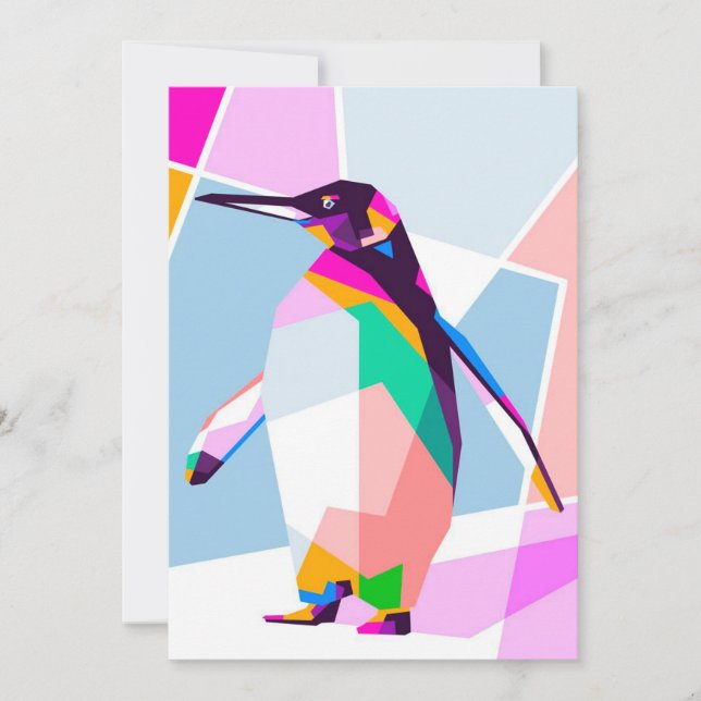 Cartes Pour Fêtes Annuelles Couleur de pingouin géométrique | Cadeau d'art (Devant)
