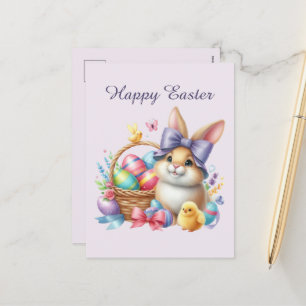 Cartes Pour Fêtes Annuelles Couleur d'eau mignonne OEufs de lapin de Pâques aj