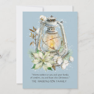 Cartes Pour Fêtes Annuelles Couleur d'hiver rustique Lanterne bleu Noël