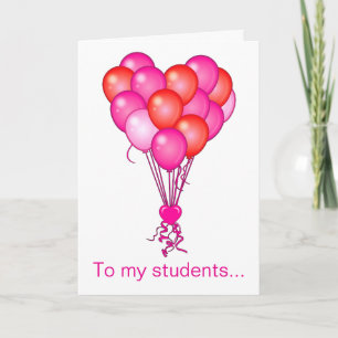 Cartes Pour Fêtes Annuelles Couleur : Enseignant aux étudiants Valentine