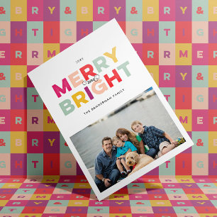 Cartes Pour Fêtes Annuelles Couleur Rose Joyeux et Lumineux Noël