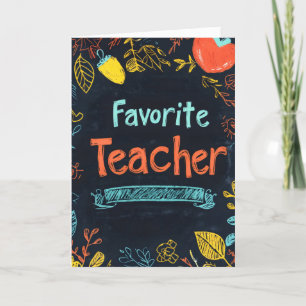 Cartes Pour Fêtes Annuelles Couleurs de tableau noir de l'enseignant favori
