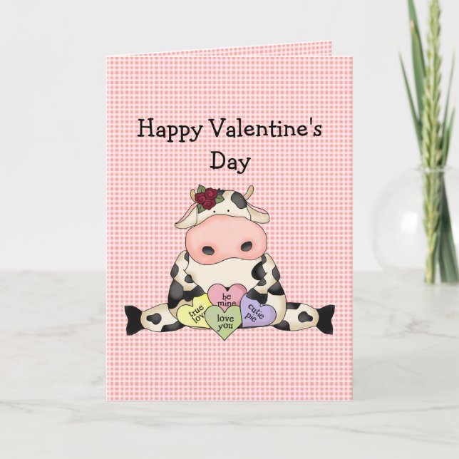 Cartes Pour Fêtes Annuelles Country Fun Cow Valentine's Day Greeting Card (Devant)