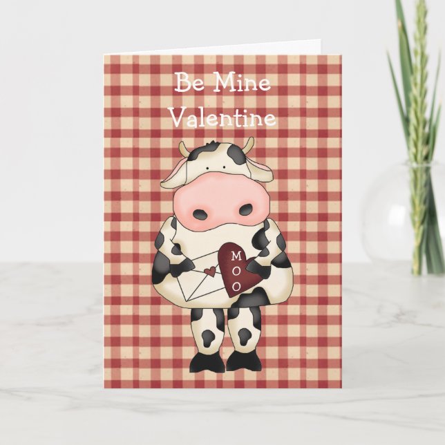 Cartes Pour Fêtes Annuelles Country Fun Moo Cow Valentine's Day Card (Devant)