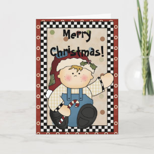 Cartes Pour Fêtes Annuelles Country Prim Christmas Baby Greeting Card d1