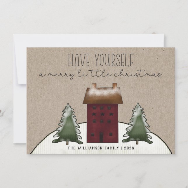 Cartes Pour Fêtes Annuelles Country Rustic Saltbox House Grey Card (Devant)
