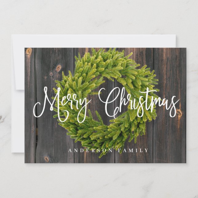 Cartes Pour Fêtes Annuelles Country Rustic Wood Merry Christmas Greeting (Devant)