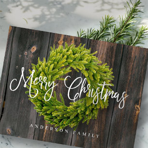 Cartes Pour Fêtes Annuelles Country Rustic Wood Wreath Joyeux Noël