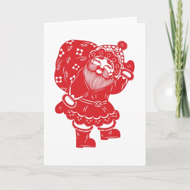 Cartes Pour Fêtes Annuelles Coupe de papier Père Noël chinois (Devant)