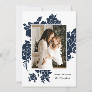 Cartes Pour Fêtes Annuelles Coupe florale gras   Marine   Noël photo