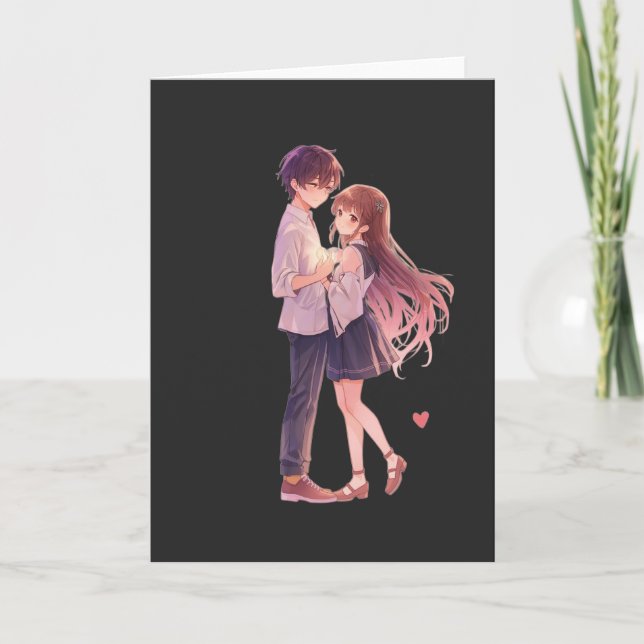 Cartes Pour Fêtes Annuelles Couple Anime Romantique - Amoureux d'Esthétique Mi (Devant)