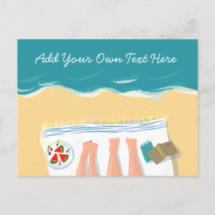 Cartes Pour Fêtes Annuelles Couple bronzage sur la plage Texte personnalisé va