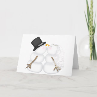 Cartes Pour Fêtes Annuelles Couple de bonhomme de neige adorable s'embrassant