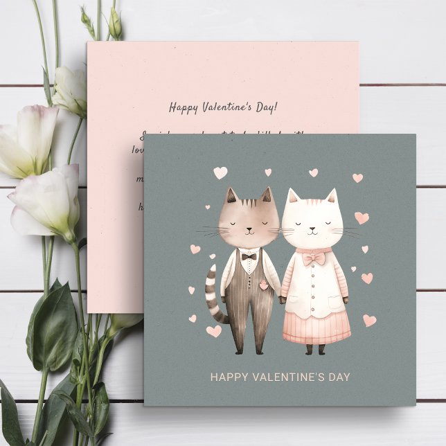 Cartes Pour Fêtes Annuelles Couple de chats mignons Saint Valentin (Créateur téléchargé)