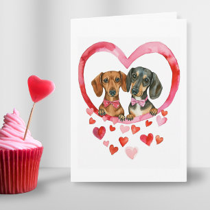 Cartes Pour Fêtes Annuelles Couple de Dachshunds Aquarelle amour mignon person