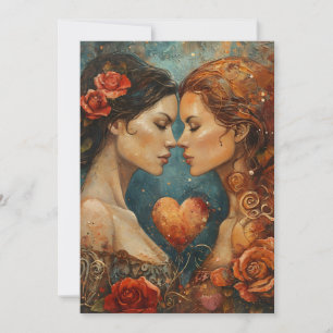 Cartes Pour Fêtes Annuelles Couple de femmes Saint-Valentin LGBTQ