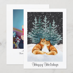 Cartes Pour Fêtes Annuelles Couple de Fox mignon Joyeux vacances de Noël Photo
