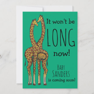 Cartes Pour Fêtes Annuelles Couple de Girafe Enceinte avec nom personnalisable