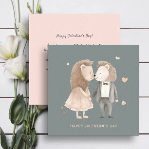Cartes Pour Fêtes Annuelles Couple de lions mignons Saint Valentin