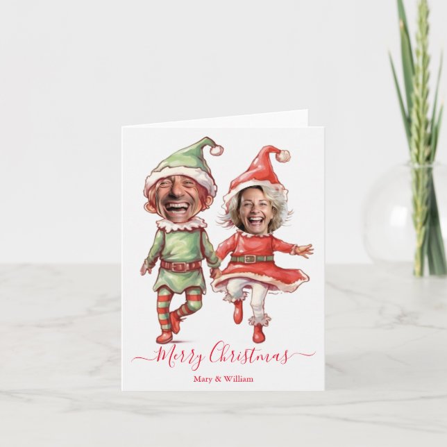 Cartes Pour Fêtes Annuelles couple de lutins de Noël (Devant)