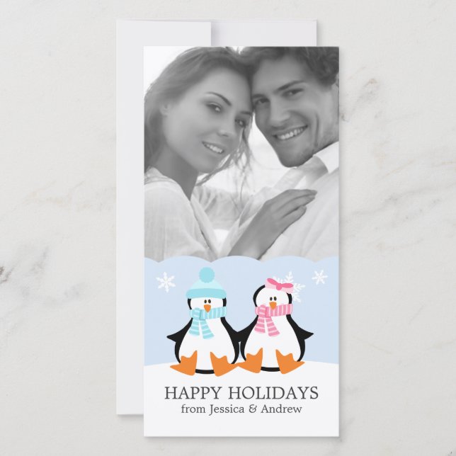 Cartes Pour Fêtes Annuelles Couple de manchots (Devant)