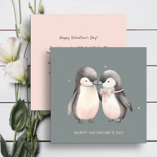 Cartes Pour Fêtes Annuelles Couple de mignons pingouins Saint-Valentin