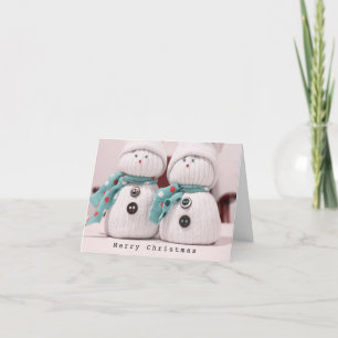 Cartes Pour Fêtes Annuelles Couple de motoneige hivernal mignon avec Écharpes 