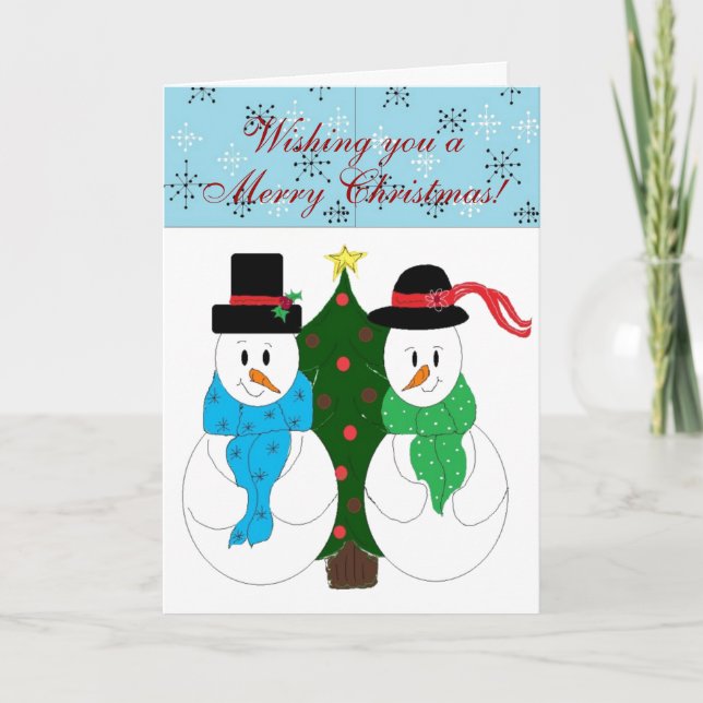 Cartes Pour Fêtes Annuelles Couple de neige (Devant)