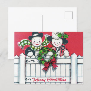 Cartes Pour Fêtes Annuelles couple de neige de Noël rétro