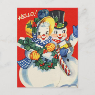 Cartes Pour Fêtes Annuelles couple de neige de Noël rétro