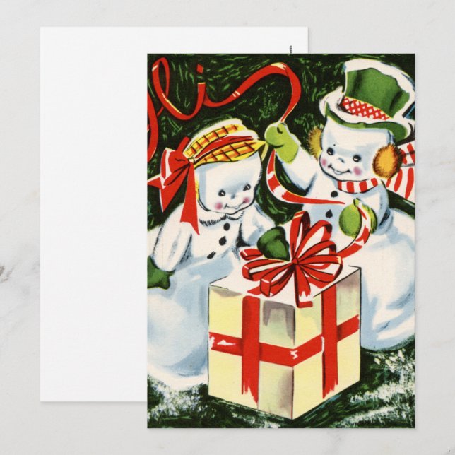 Cartes Pour Fêtes Annuelles couple de Noël rétro (Devant / Derrière)