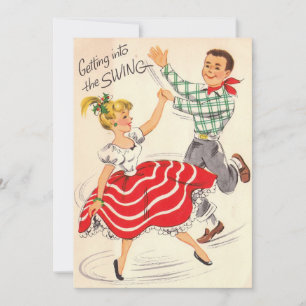 Cartes Pour Fêtes Annuelles Couple De Noël Vintage Entrant Dans La Flèche