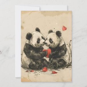 Cartes Pour Fêtes Annuelles Couple de pandas pour la Saint-Valentin