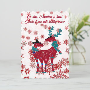 Cartes Pour Fêtes Annuelles Couple de rennes de Noël blanc