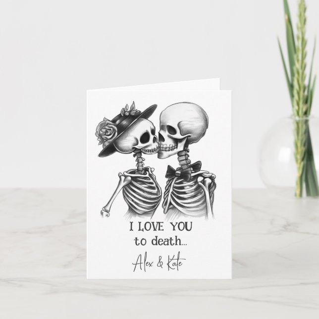 Cartes Pour Fêtes Annuelles Couple de squelettes (Devant)