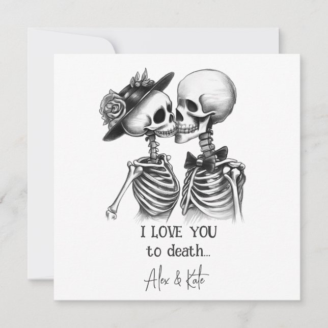 Cartes Pour Fêtes Annuelles Couple de squelettes (Devant)