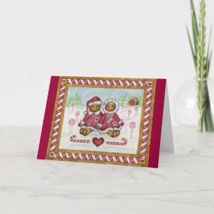 Cartes Pour Fêtes Annuelles Couple en pain d'épices