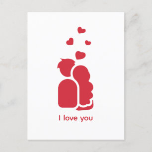 Cartes Pour Fêtes Annuelles Couple et Coeur simple blanc rouge personnalisées