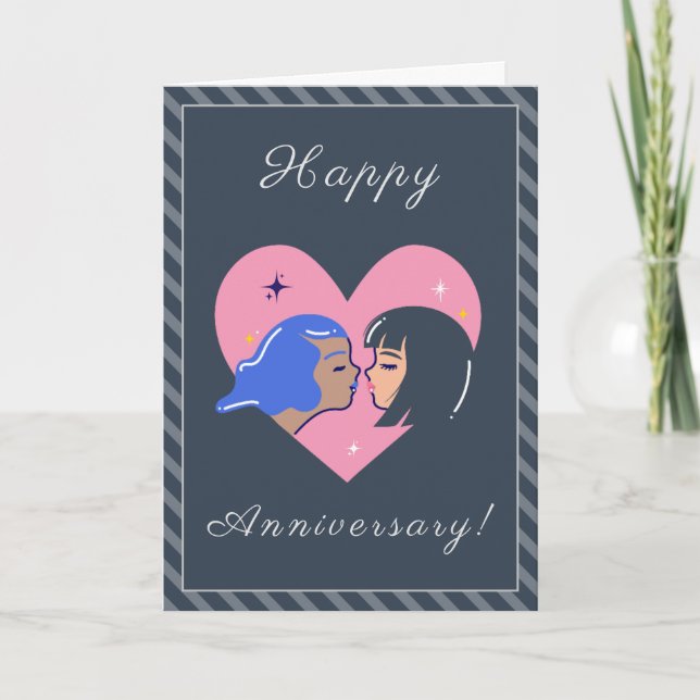 Cartes Pour Fêtes Annuelles Couple gay lesbienne anniversaire de mariage LGBTQ (Devant)