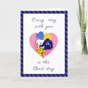 Cartes Pour Fêtes Annuelles Couple gay moderne LGBTQ Valentines Jour mignon vi
