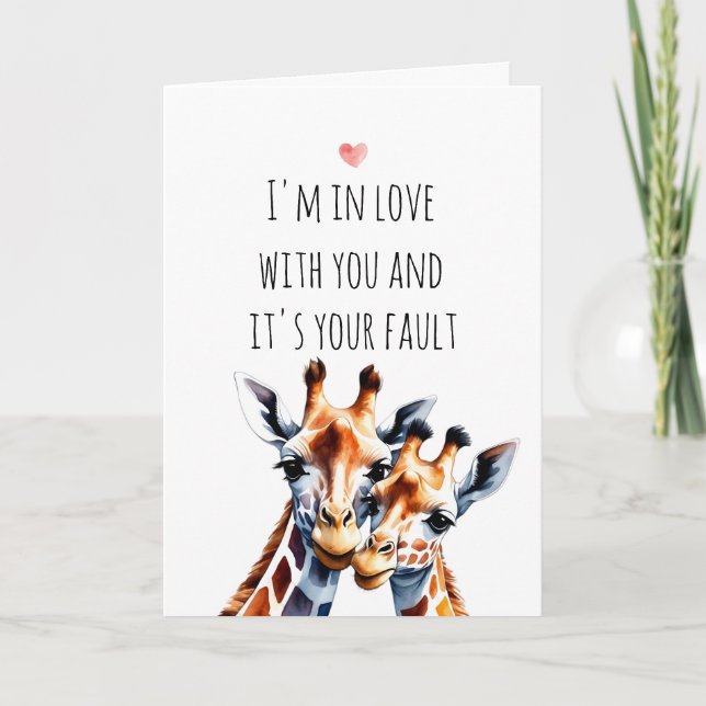 Cartes Pour Fêtes Annuelles Couple Giraffe mignonne Je suis amoureux de toi (Devant)