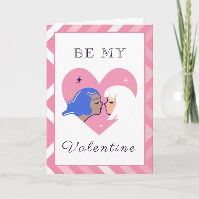 Cartes Pour Fêtes Annuelles Couple lesbien moderne LGBTQ Saint Valentin mignon (Devant)