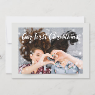 Cartes Pour Fêtes Annuelles Couple lumière photo   Nos premiers voeux de Noël