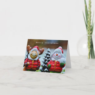 Cartes Pour Fêtes Annuelles Couple motoneige hivernal avec Écharpes Vacances C