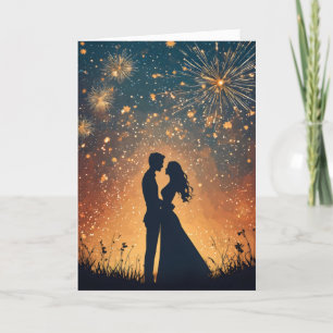 Cartes Pour Fêtes Annuelles Couple nocturne Fireworks